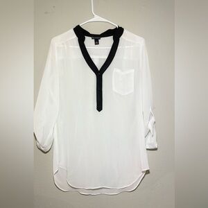 New Directions Women’s Sheer Long Sleeve Blouse Size [S] Elegant Top.